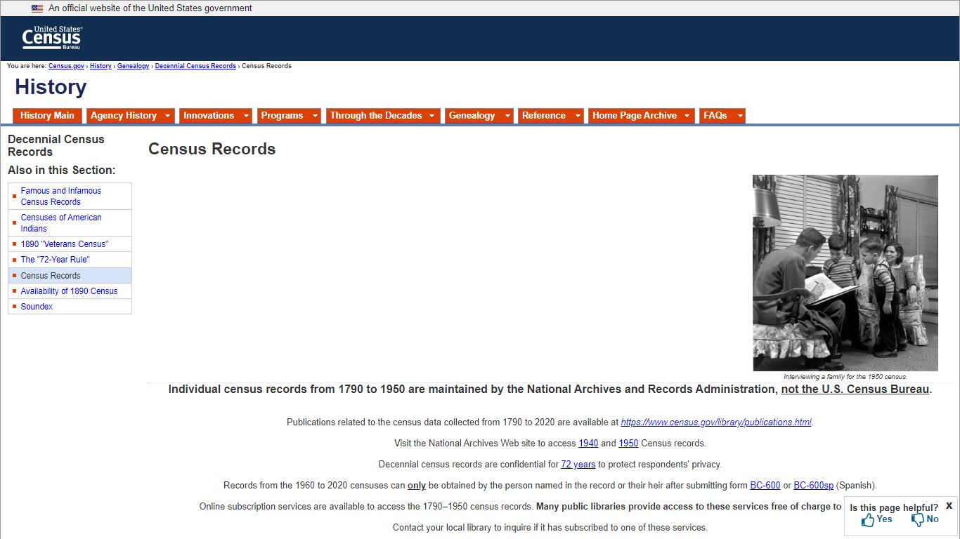 Census Records - History - U.S. Census Bureau