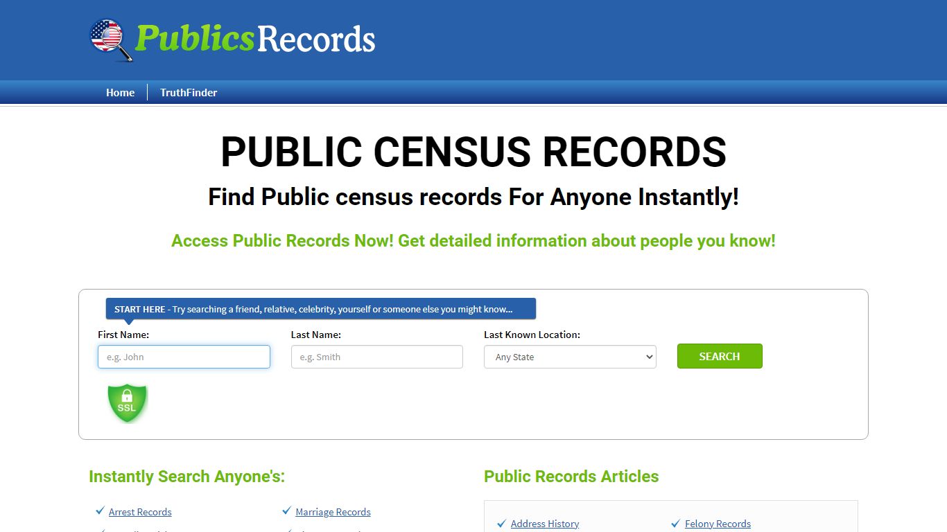 Find Public census records For Anyone Instantly!